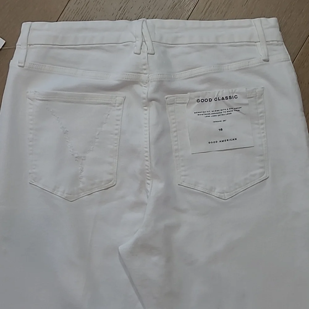 NWT Good American Jeans Women's sz 16 GC046T White Good Classic Ankle High Rise